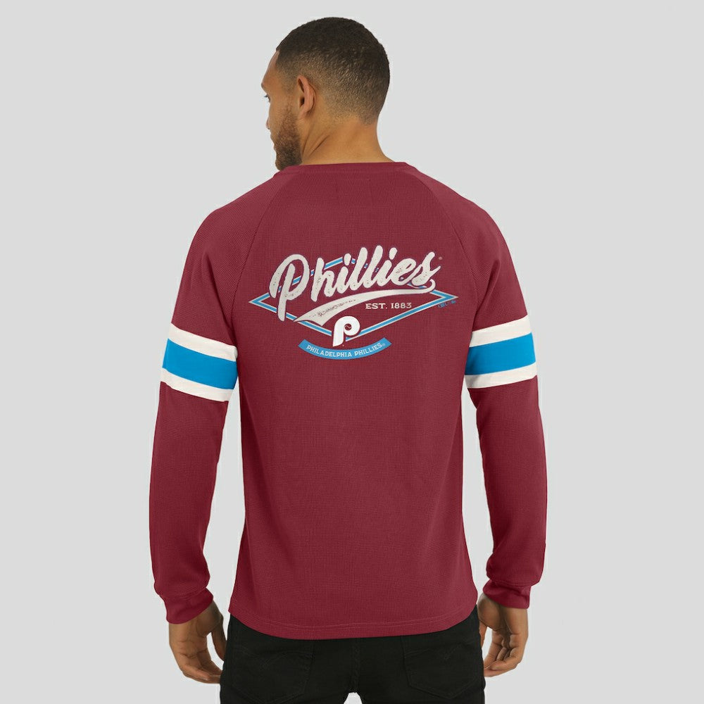 Philadelphia Phillies Darius Rucker Collection by Fanatics Waffle-Knit Raglan Long Sleeve Henley T-Shirt - Burgundy T-shirts