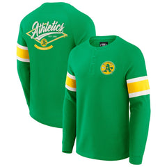 Athletics Darius Rucker Collection by Fanatics Waffle-Knit Raglan Long Sleeve Henley T-Shirt - Green T-shirts