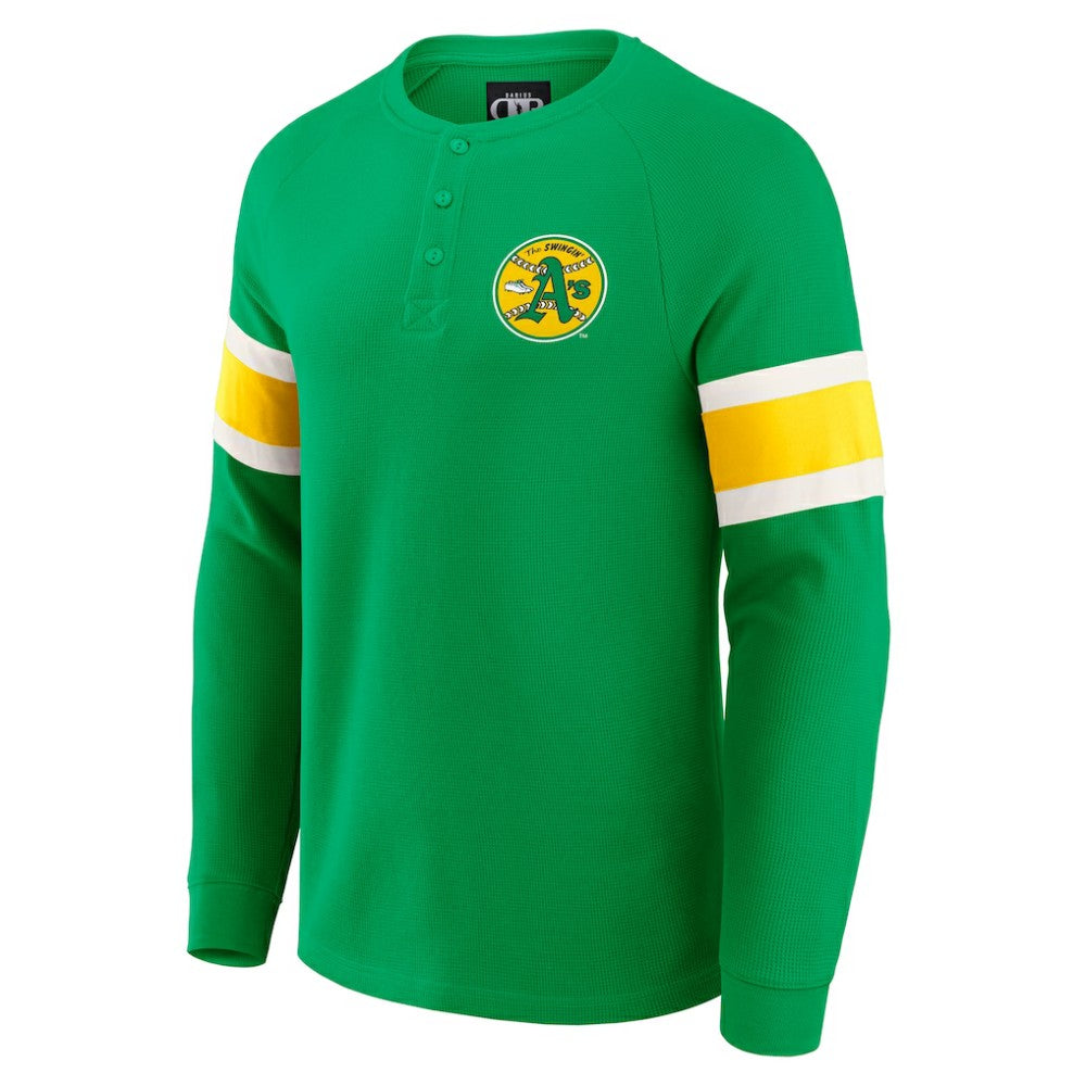 Athletics Darius Rucker Collection by Fanatics Waffle-Knit Raglan Long Sleeve Henley T-Shirt - Green T-shirts