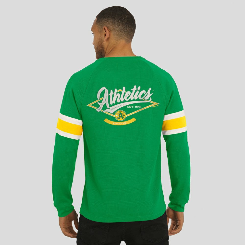 Athletics Darius Rucker Collection by Fanatics Waffle-Knit Raglan Long Sleeve Henley T-Shirt - Green T-shirts