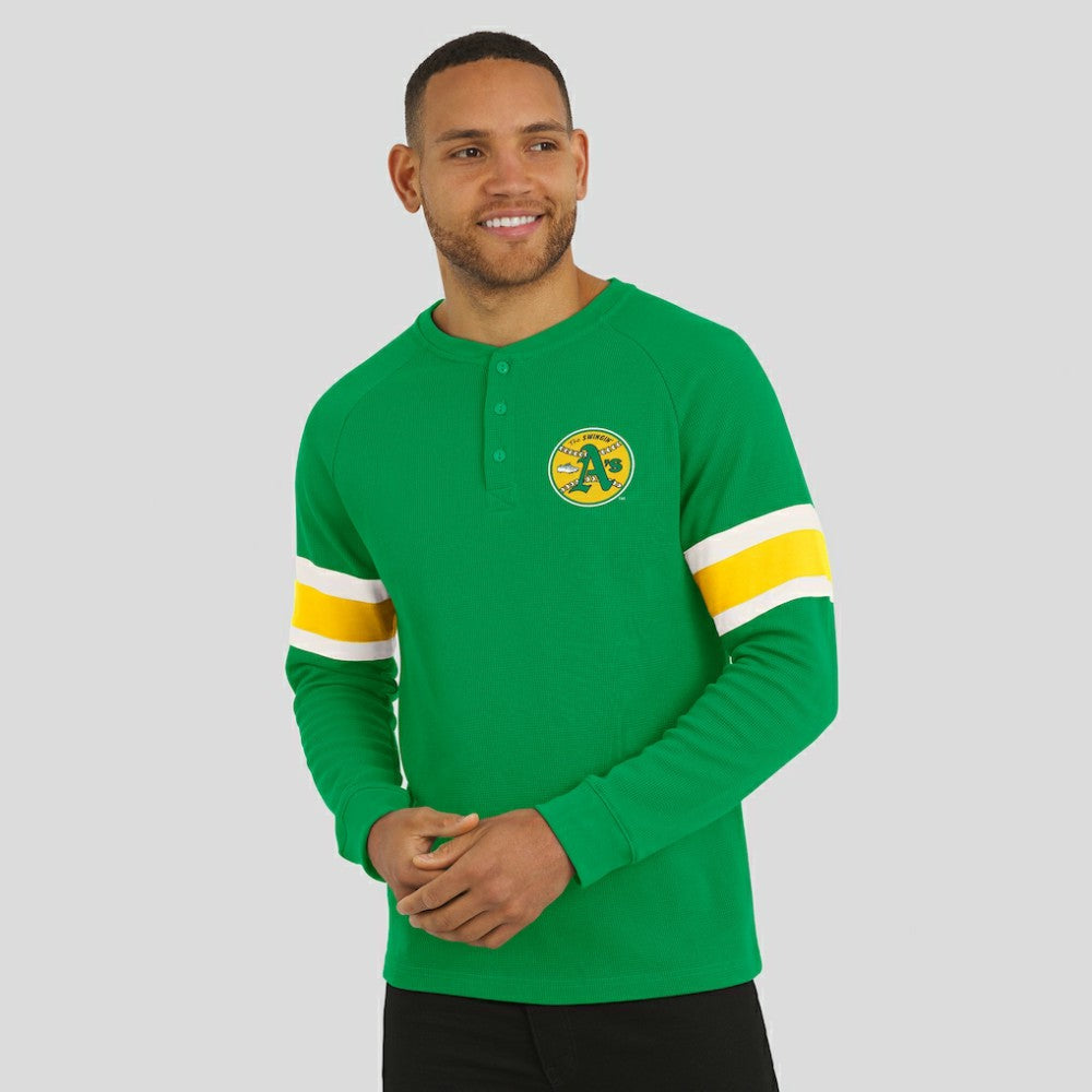 Athletics Darius Rucker Collection by Fanatics Waffle-Knit Raglan Long Sleeve Henley T-Shirt - Green T-shirts
