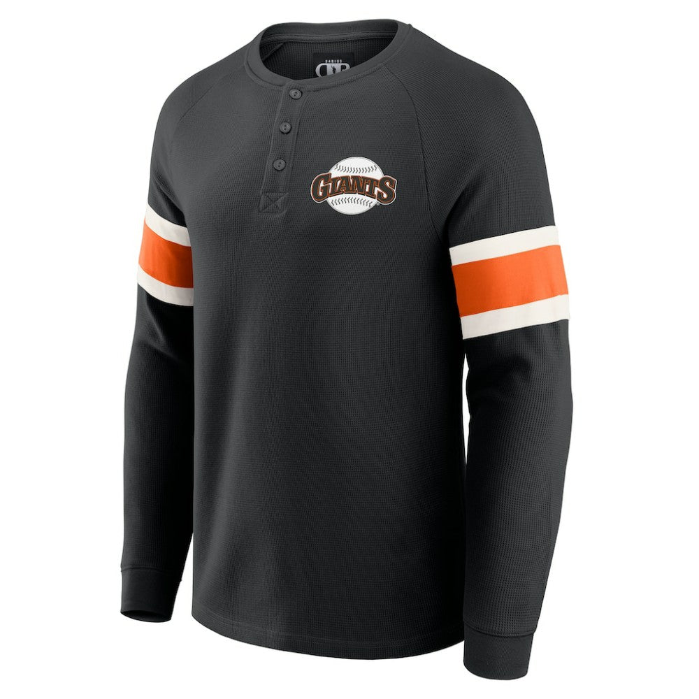 San Francisco Giants Darius Rucker Collection by Fanatics Waffle-Knit Raglan Long Sleeve Henley T-Shirt - Black T-shirts