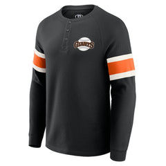 San Francisco Giants Darius Rucker Collection by Fanatics Waffle-Knit Raglan Long Sleeve Henley T-Shirt - Black T-shirts