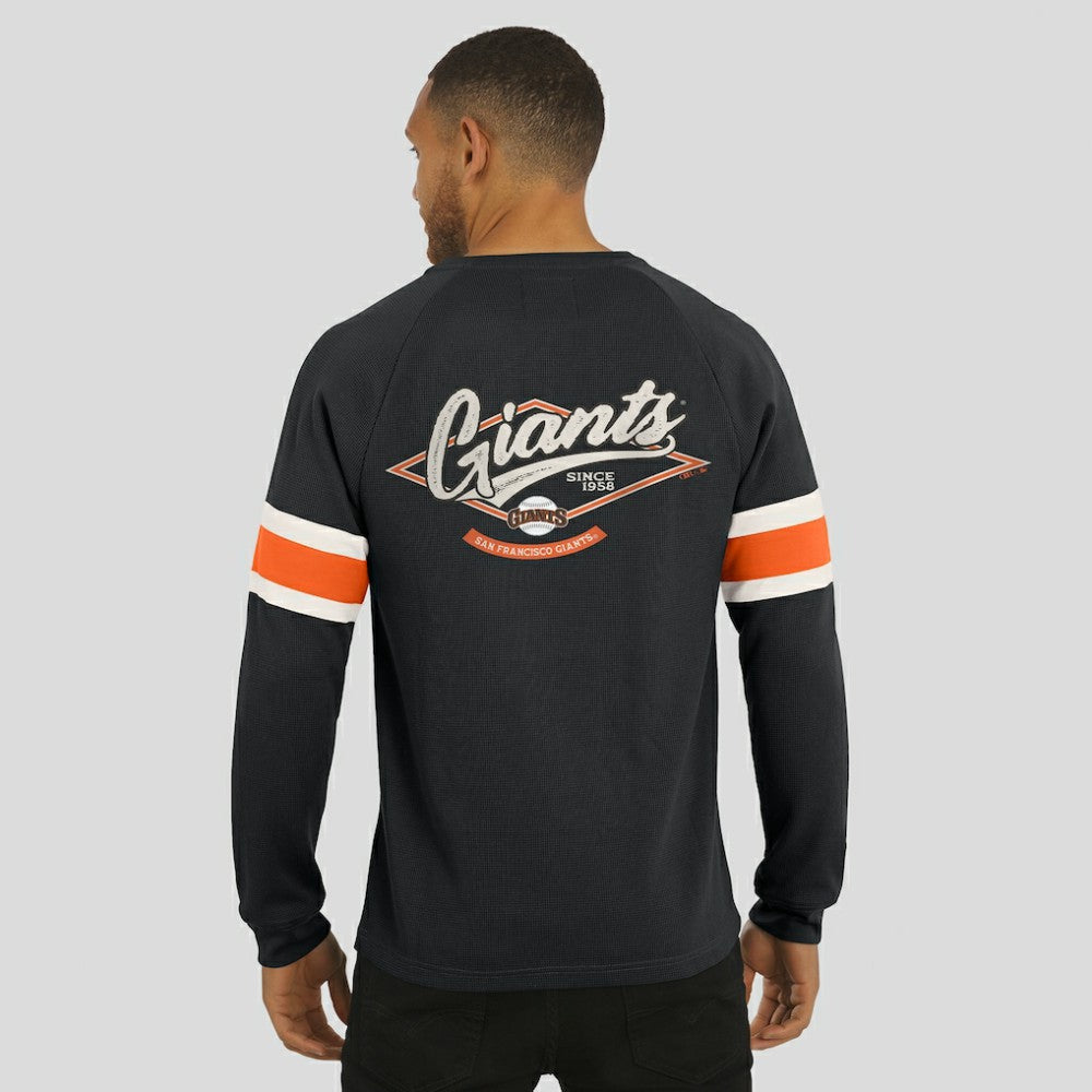San Francisco Giants Darius Rucker Collection by Fanatics Waffle-Knit Raglan Long Sleeve Henley T-Shirt - Black T-shirts