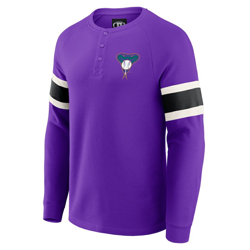 Arizona Diamondbacks Darius Rucker Collection by Fanatics Waffle-Knit Raglan Long Sleeve Henley T-Shirt - Purple T-shirts