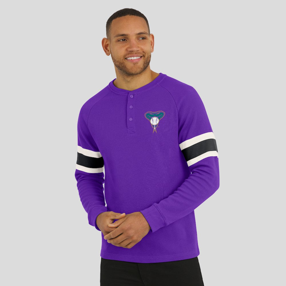 Arizona Diamondbacks Darius Rucker Collection by Fanatics Waffle-Knit Raglan Long Sleeve Henley T-Shirt - Purple T-shirts