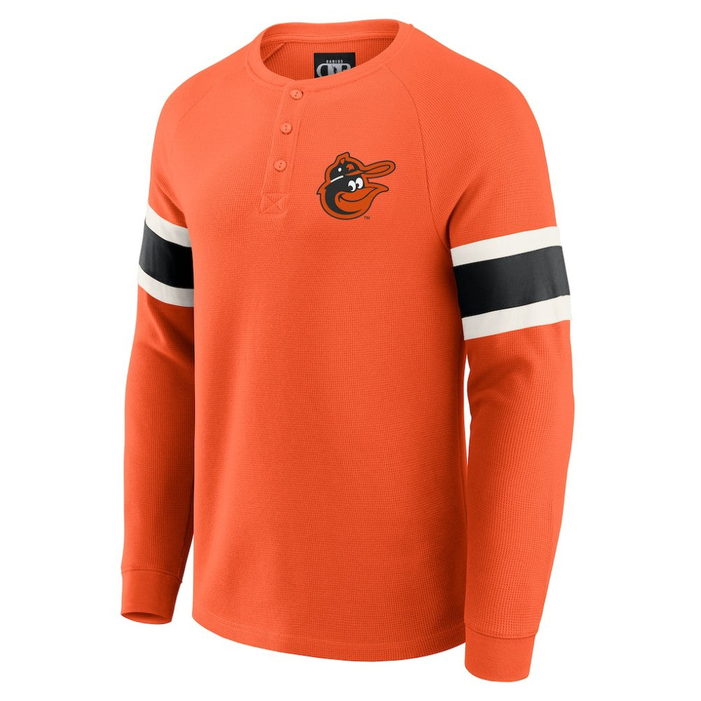 Baltimore Orioles Darius Rucker Collection by Fanatics Waffle-Knit Raglan Long Sleeve Henley T-Shirt - Orange T-shirts