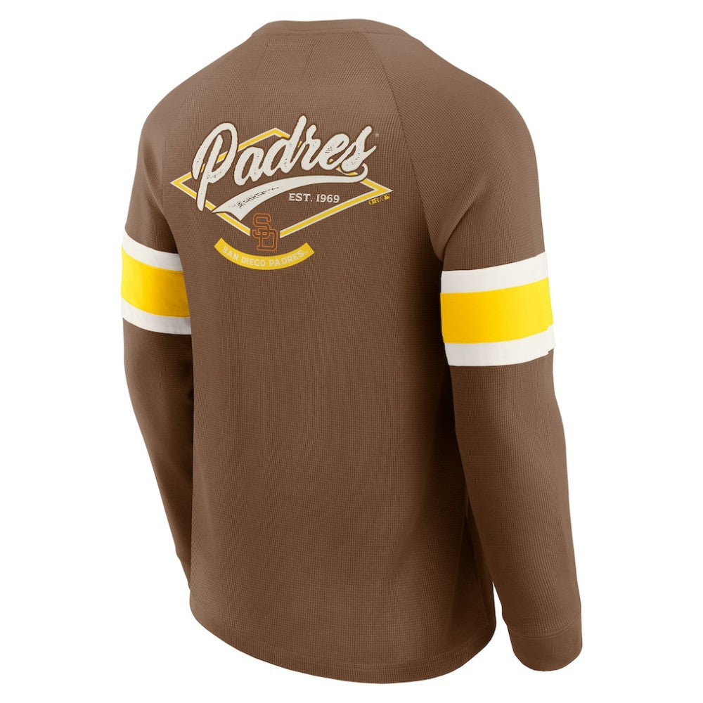 San Diego Padres Darius Rucker Collection by Fanatics Waffle-Knit Raglan Long Sleeve Henley T-Shirt - Brown T-shirts