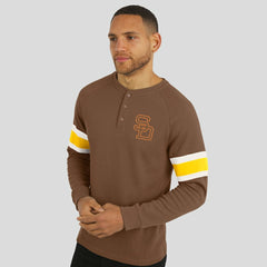 San Diego Padres Darius Rucker Collection by Fanatics Waffle-Knit Raglan Long Sleeve Henley T-Shirt - Brown T-shirts