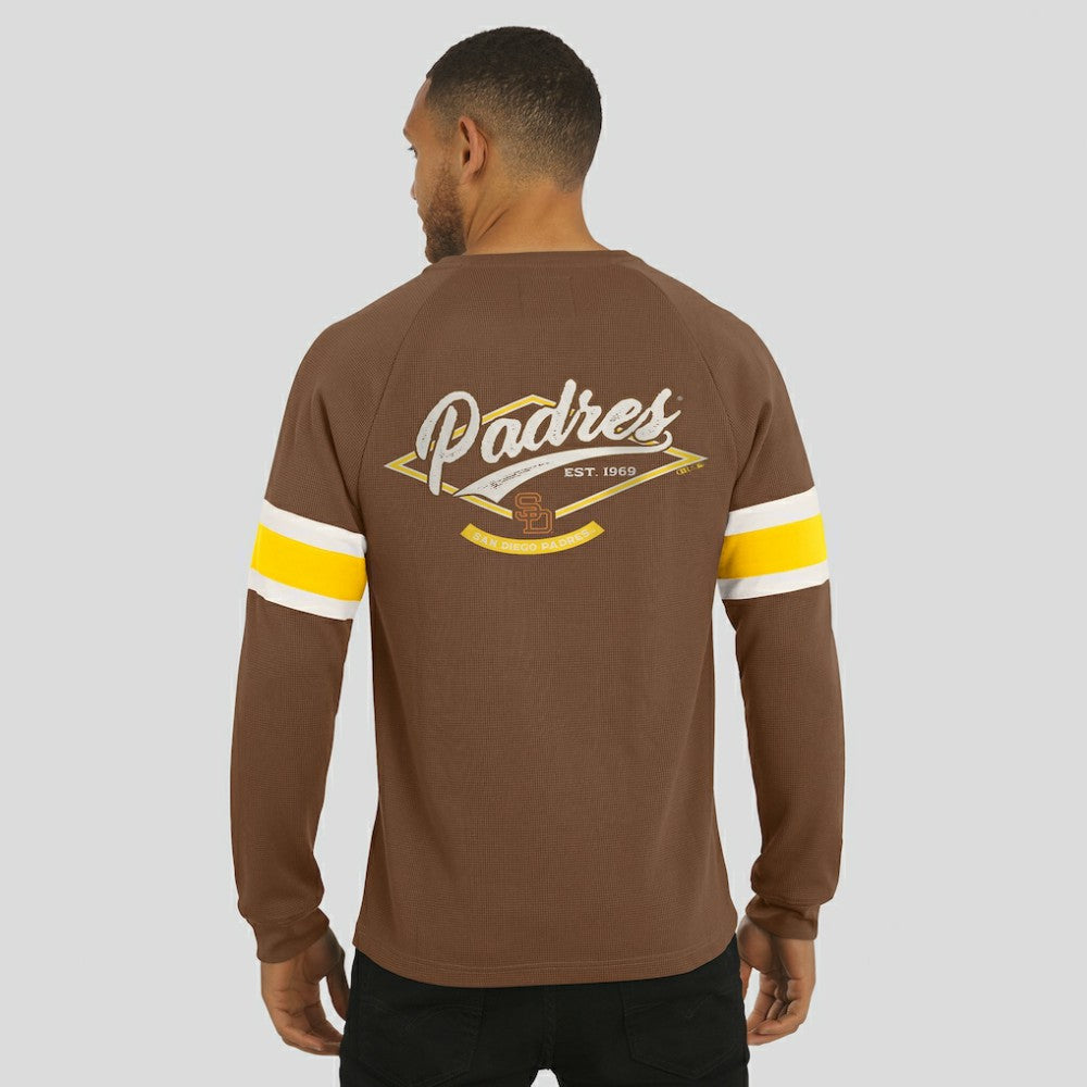 San Diego Padres Darius Rucker Collection by Fanatics Waffle-Knit Raglan Long Sleeve Henley T-Shirt - Brown T-shirts