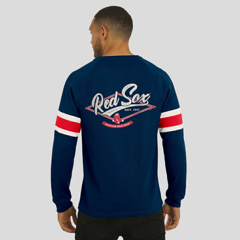 Boston Red Sox Darius Rucker Collection by Fanatics Waffle-Knit Raglan Long Sleeve Henley T-Shirt - Navy T-shirts