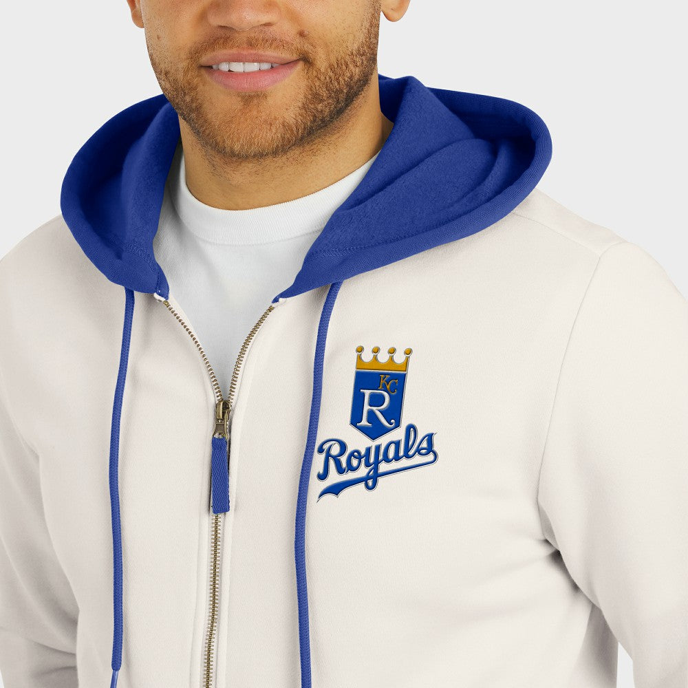 Kansas City Royals Darius Rucker Collection by Fanatics Men's Polar Fleece Full-Zip Hoodie - Cream Hoodies