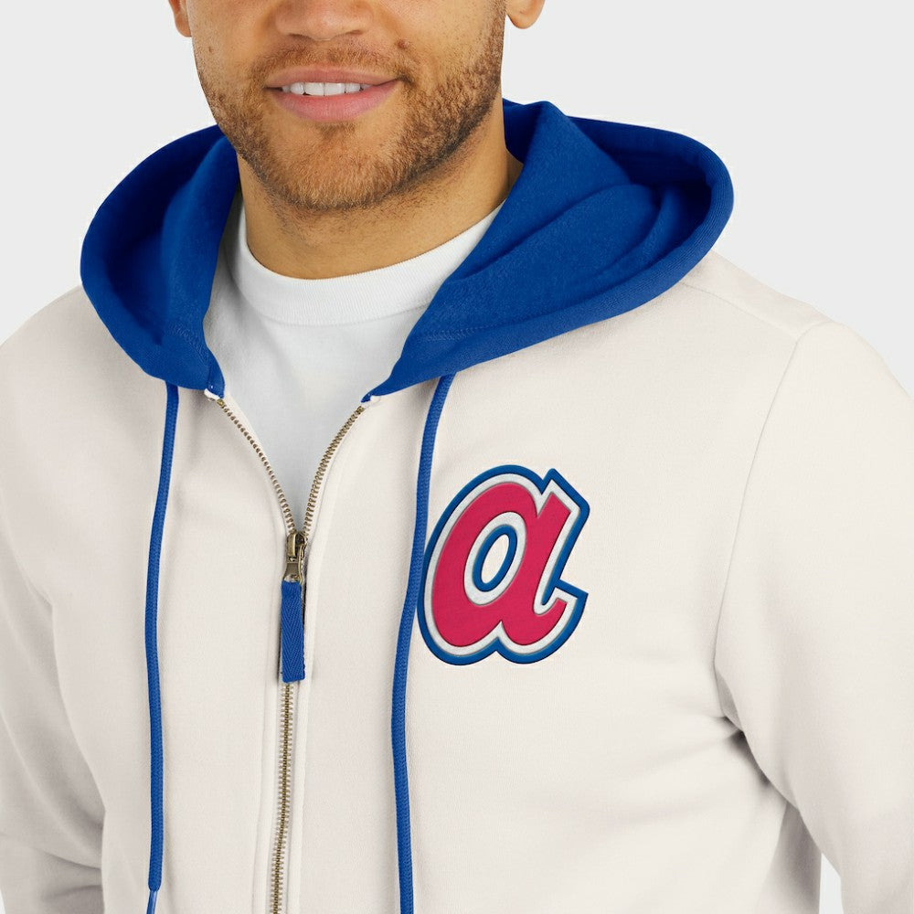 Atlanta Braves Darius Rucker Collection by Fanatics Men's Polar Fleece Full-Zip Hoodie - Cream Hoodies