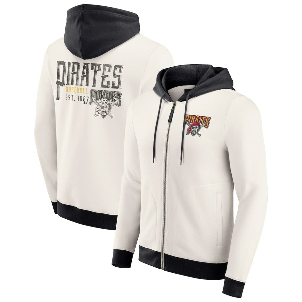 Pittsburgh Pirates Darius Rucker Collection by Fanatics Men's Polar Fleece Full-Zip Hoodie - Cream Hoodies