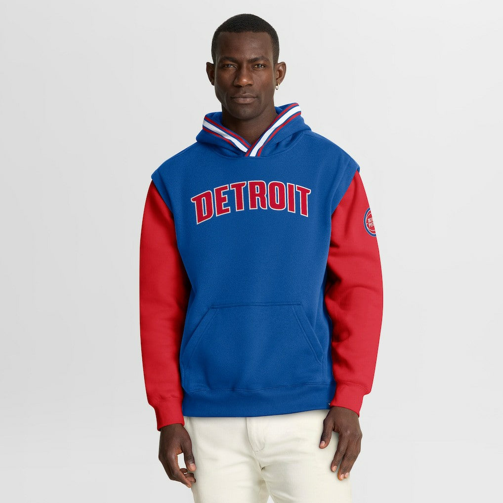 Detroit Pistons Half Court Shot Clock Fastbreak Hoodie Blue/Red