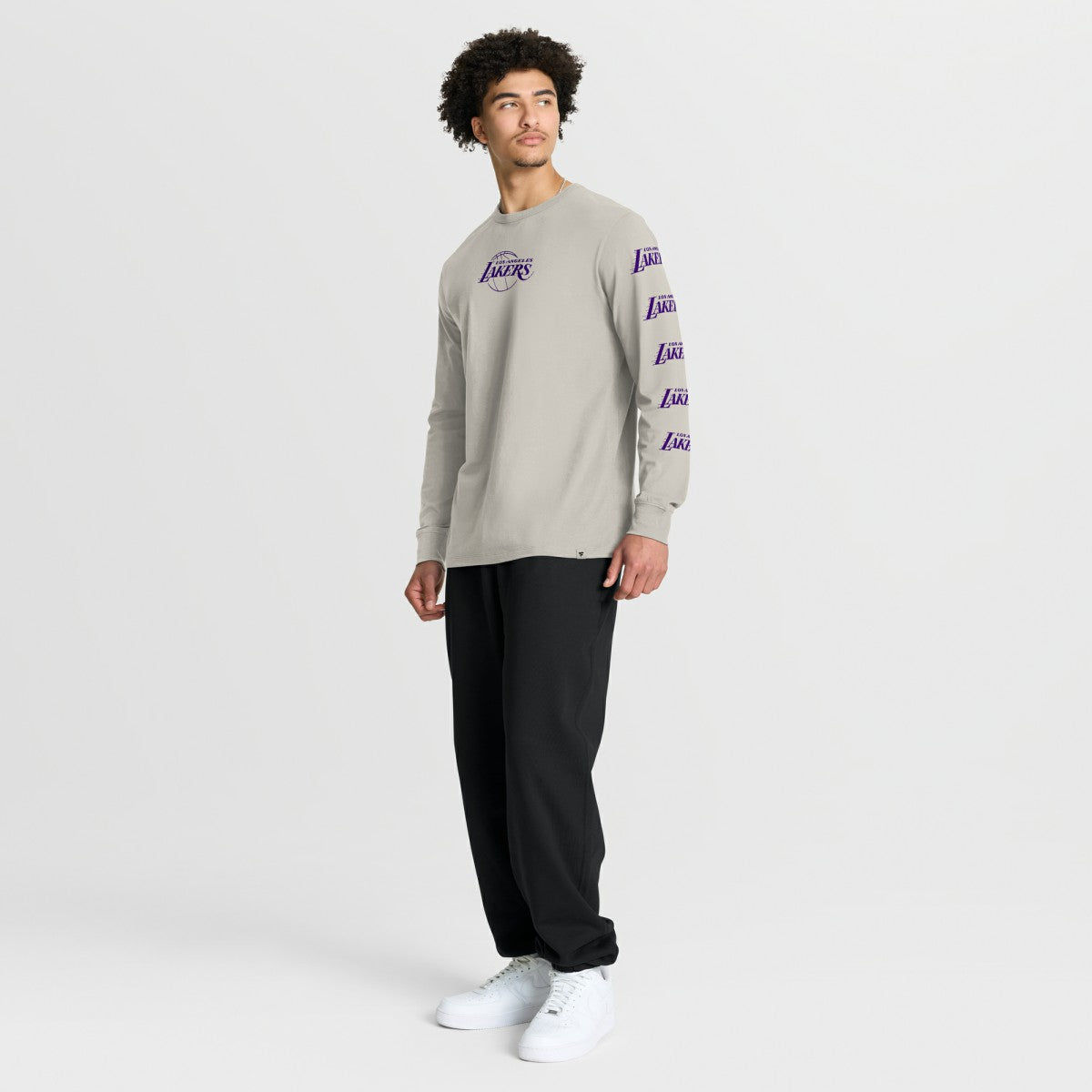 Los Angeles Lakers Crossover Collection Ball Screen Action Premium Long Sleeve T-Shirt Cream