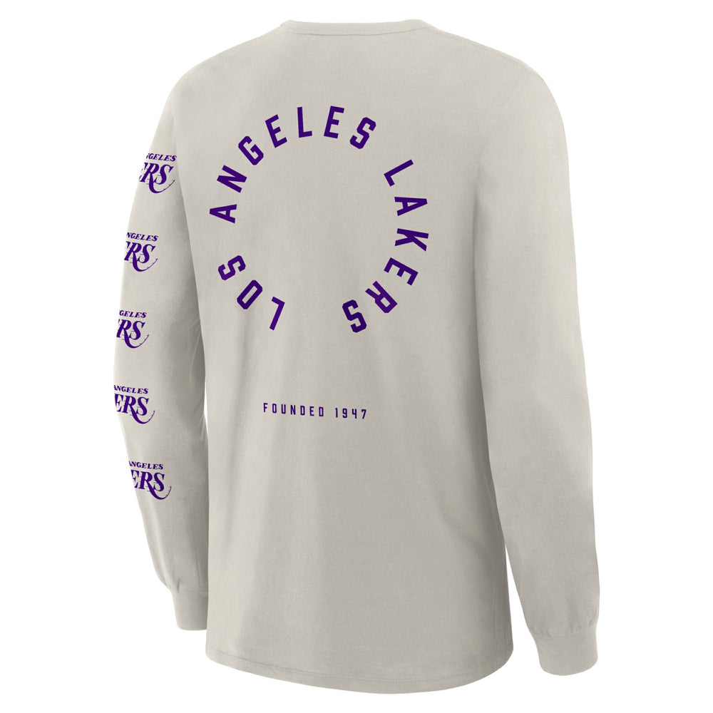 Los Angeles Lakers Crossover Collection Ball Screen Action Premium Long Sleeve T-Shirt Cream