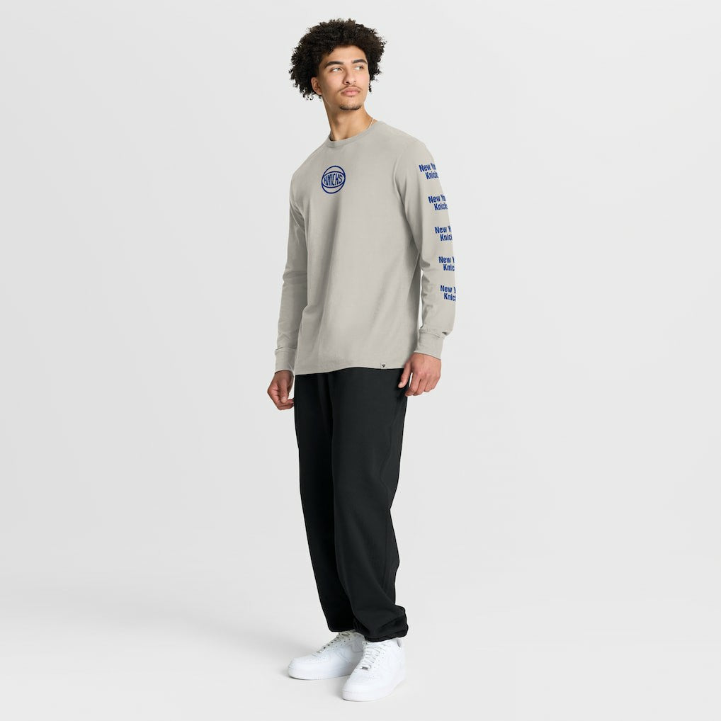 New York Knicks Crossover Collection Ball Screen Action Premium Long Sleeve T-Shirt Cream