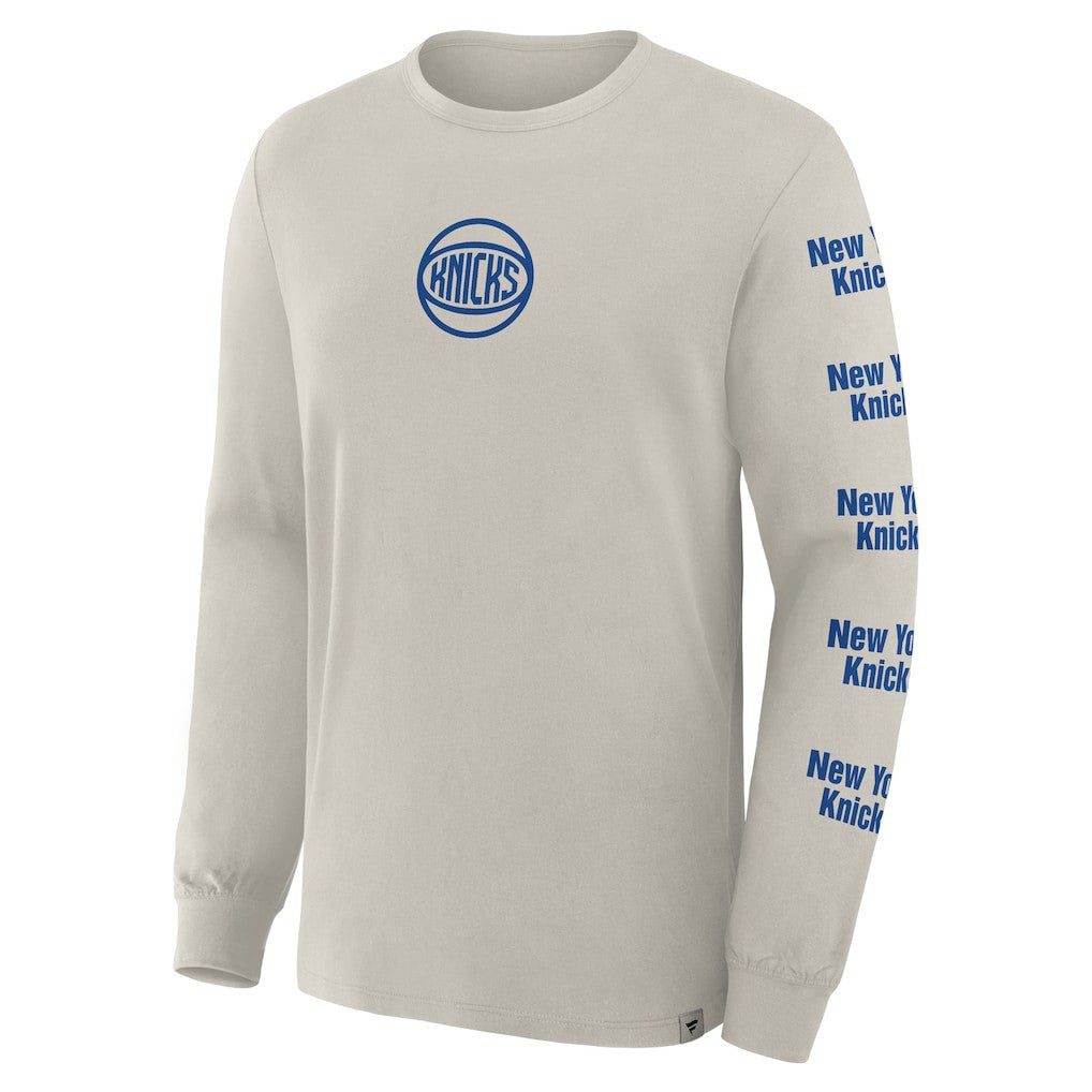 New York Knicks Crossover Collection Ball Screen Action Premium Long Sleeve T-Shirt Cream
