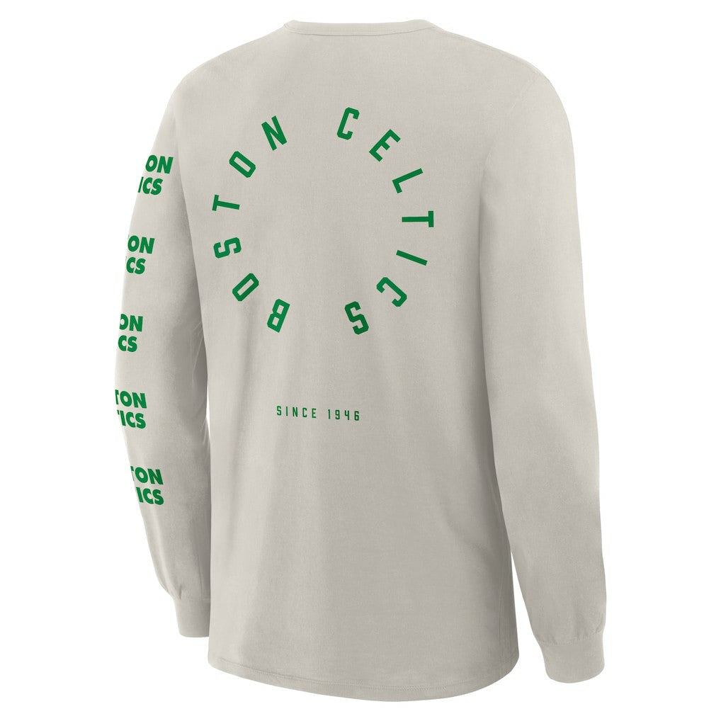 Boston Celtics Crossover Collection Ball Screen Action Premium Long Sleeve T-Shirt Cream