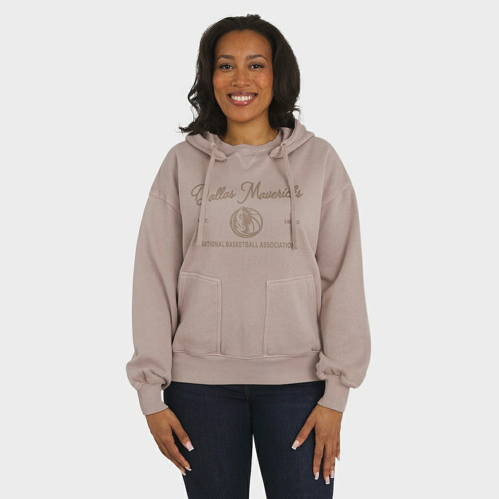 Dallas Mavericks WEAR by Erin Andrews Women's Washed Pullover Crewdie Tan