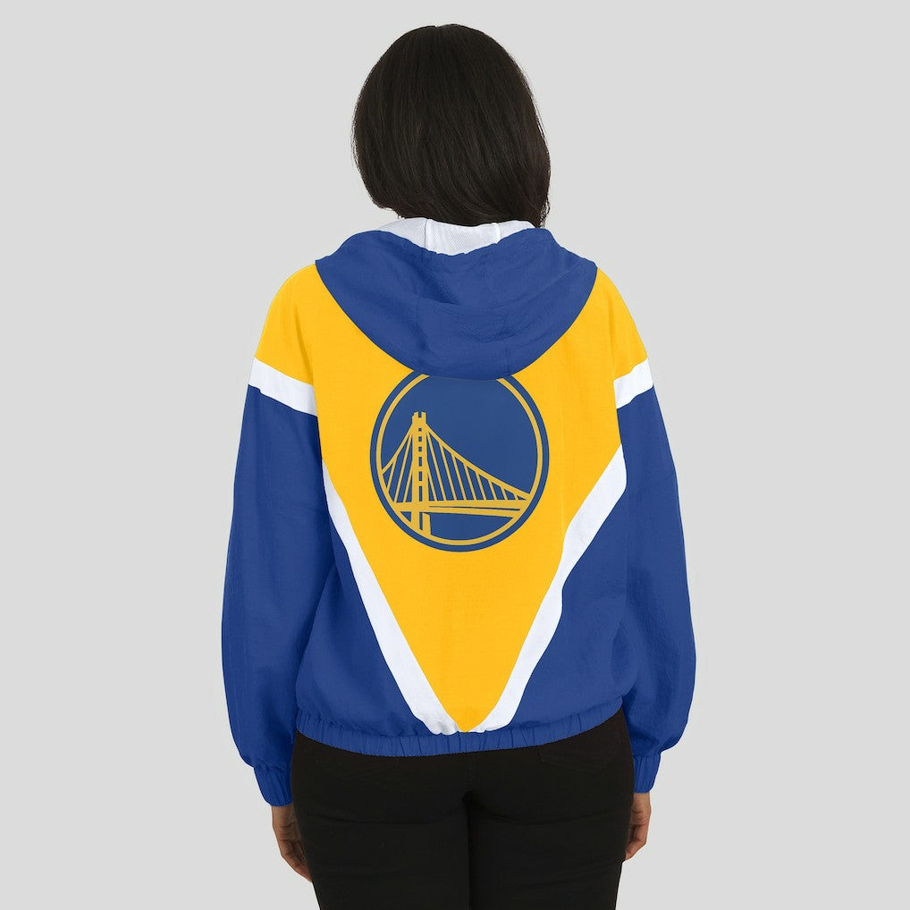 Golden State Warriors WEAR by Erin Andrews Women's Colorblock Full-Zip Hoodie Windbreaker Jacket Gold/Royal