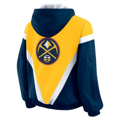 Denver Nuggets WEAR by Erin Andrews Women's Colorblock Full-Zip Hoodie Windbreaker Jacket Gold/Navy
