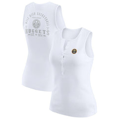 Denver Nuggets WEAR by Erin Andrews Women's Rib-Knit Henley Tank Top White