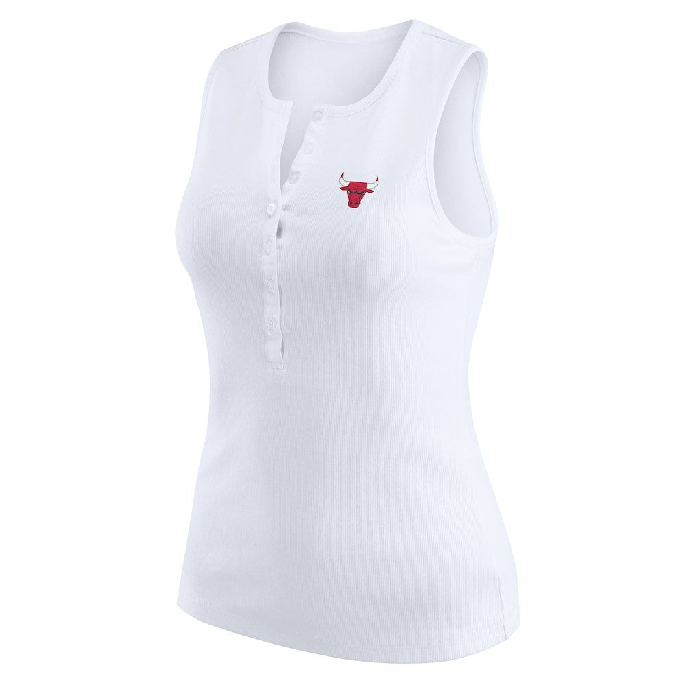 Chicago Bulls WEAR by Erin Andrews Women's Rib-Knit Henley Tank Top White