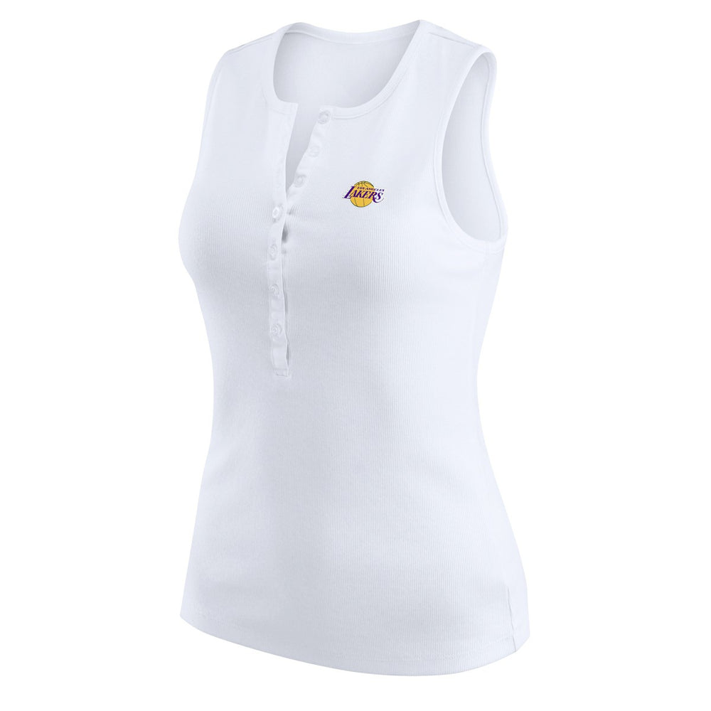 Los Angeles Lakers WEAR by Erin Andrews Women's Rib-Knit Henley Tank Top White