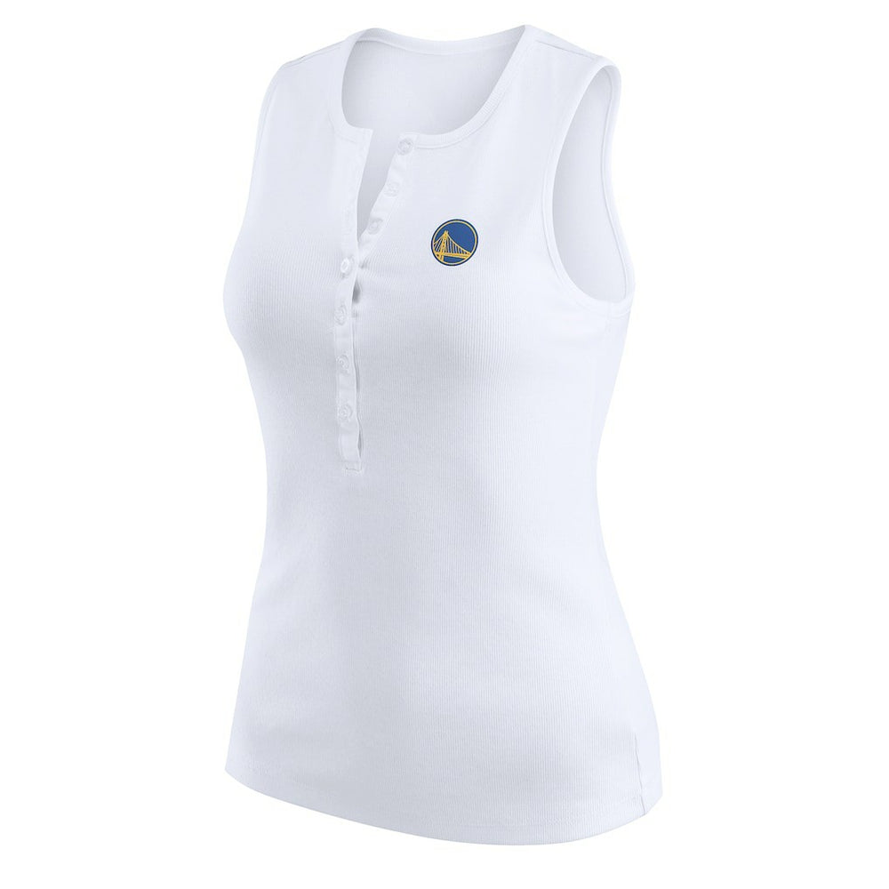 Golden State Warriors WEAR by Erin Andrews Women's Rib-Knit Henley Tank Top White