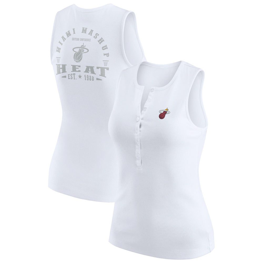 Miami Heat WEAR by Erin Andrews Women's Rib-Knit Henley Tank Top White