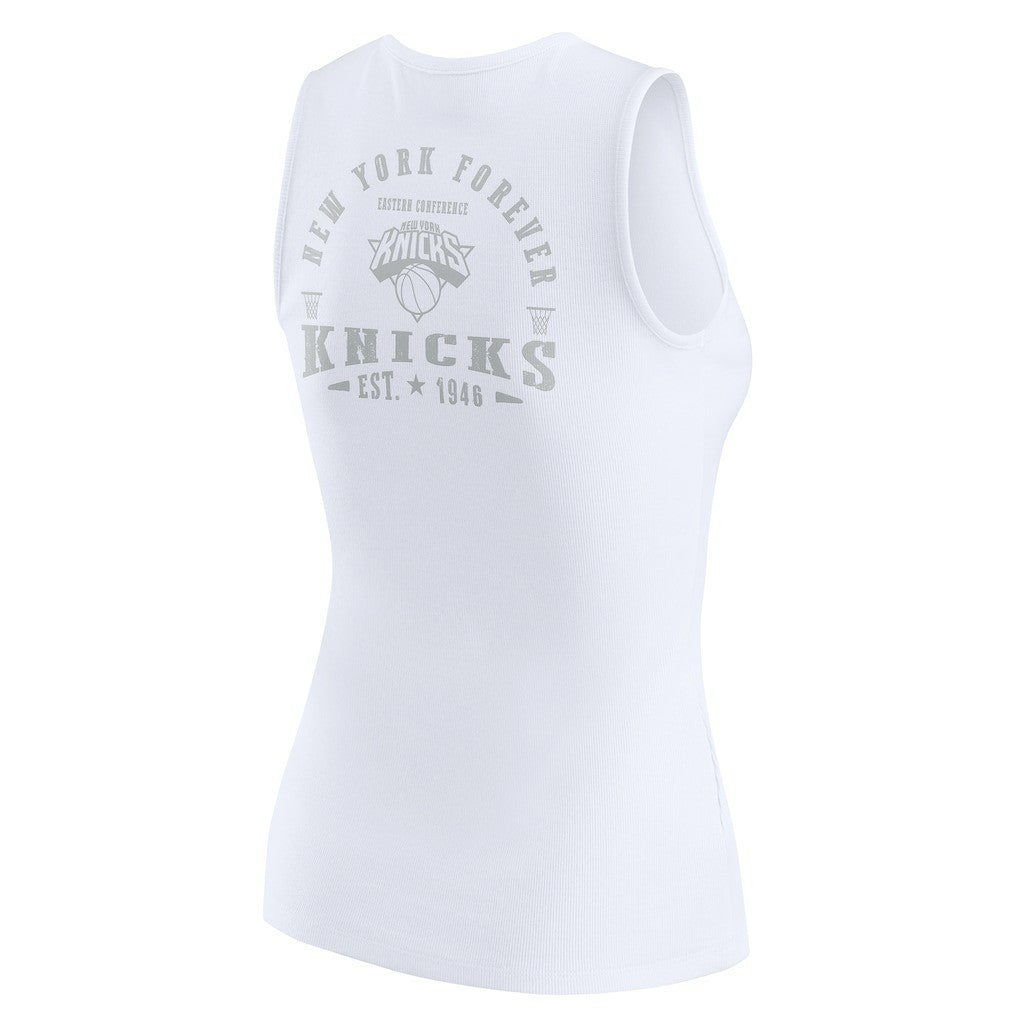 New York Knicks WEAR by Erin Andrews Women's Rib-Knit Henley Tank Top White