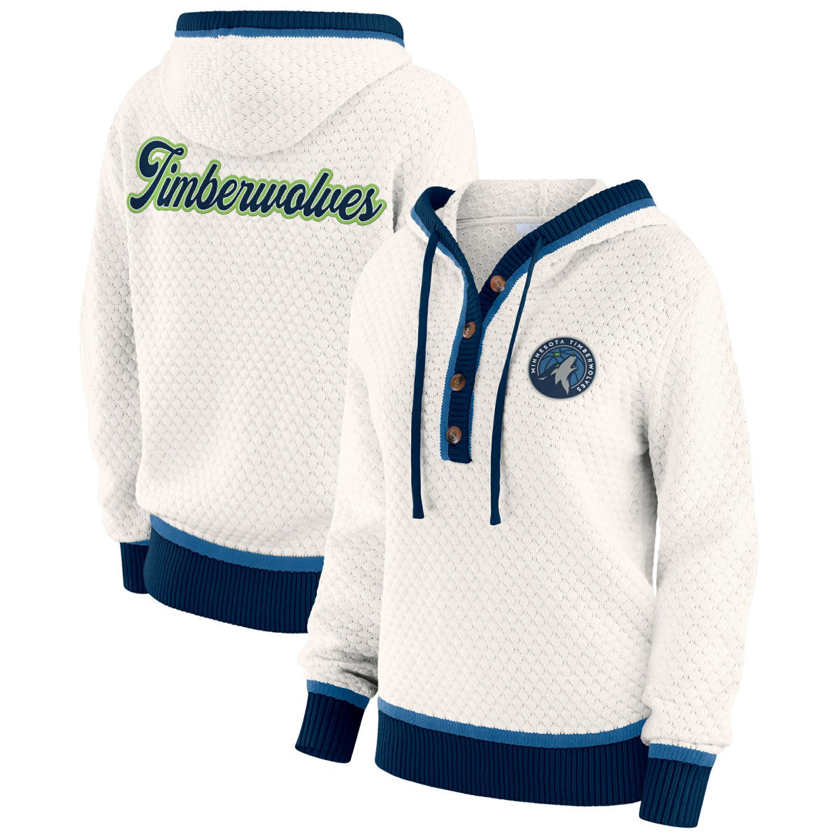 Minnesota Timberwolves WEAR by Erin Andrews Women's Plus Size Hoodie Sweater Cream