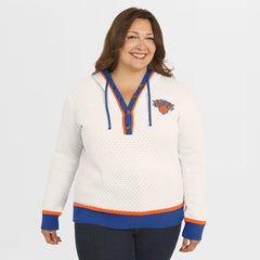 New York Knicks WEAR by Erin Andrews Women's Plus Size Hoodie Sweater Cream