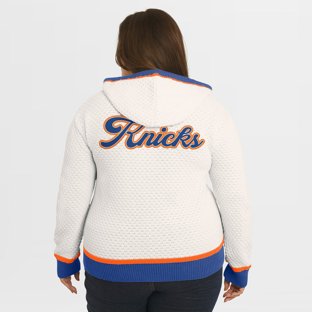 New York Knicks WEAR by Erin Andrews Women's Plus Size Hoodie Sweater Cream