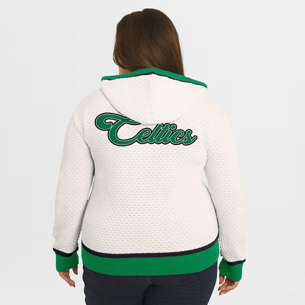 Boston Celtics WEAR by Erin Andrews Women's Plus Size Hoodie Sweater Cream