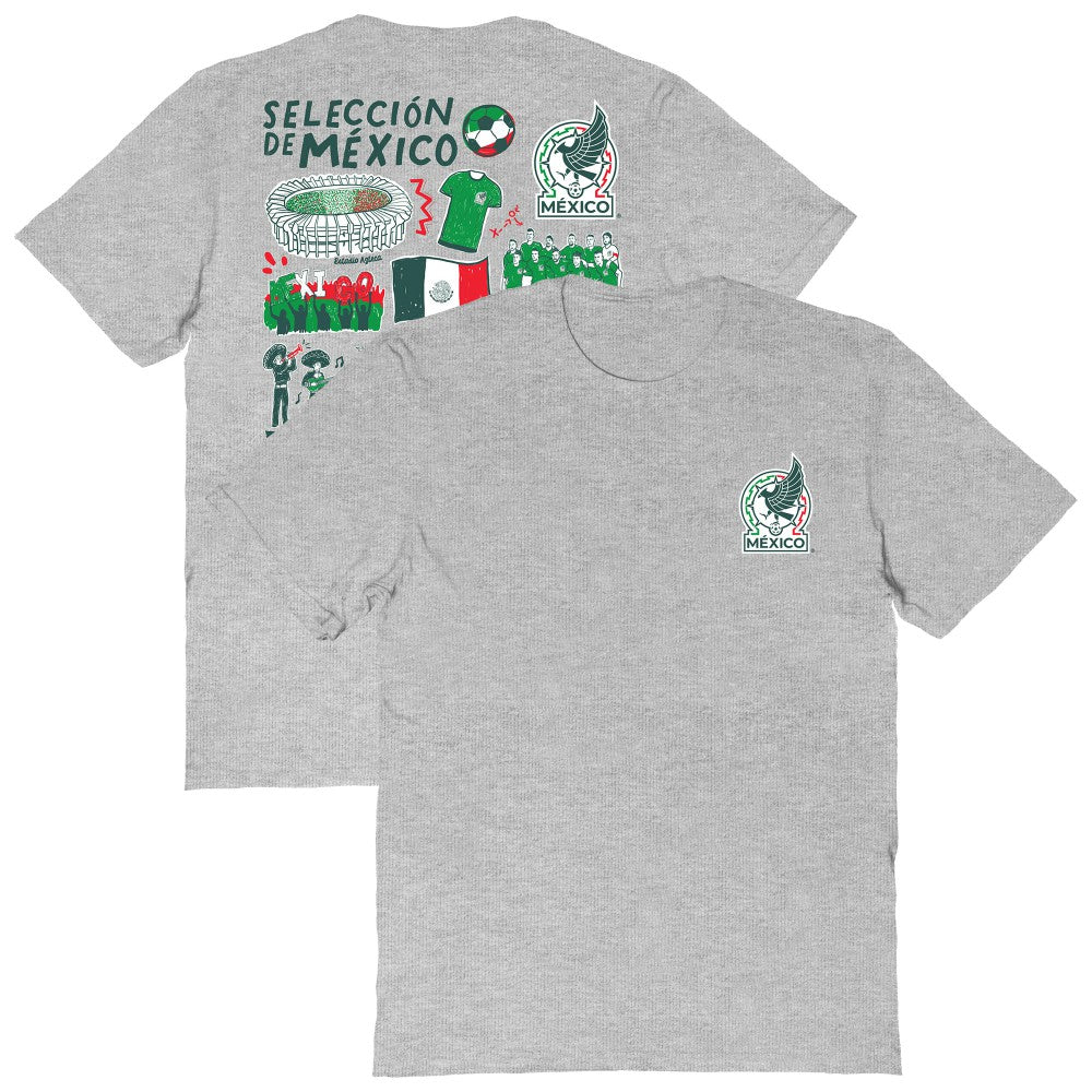 Mexico National Team Vive La Fete Women's Impressions Artwork T-Shirt Heather Gray sale