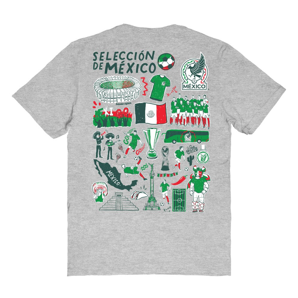 Mexico National Team Vive La Fete Women's Impressions Artwork T-Shirt Heather Gray sale