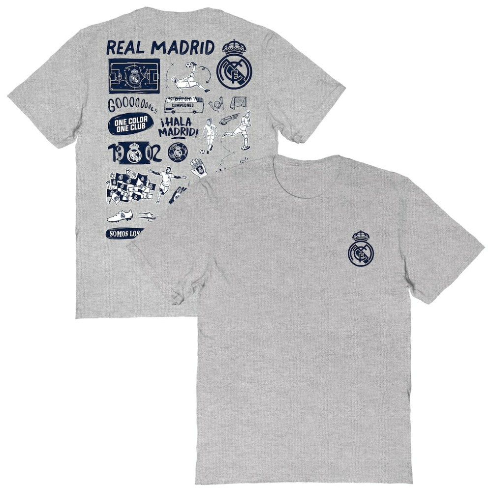 Real Madrid Vive La Fete Women's Impressions Artwork T-Shirt Heather Gray