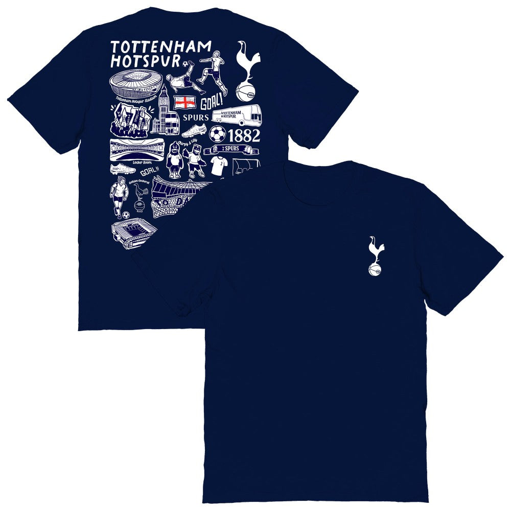 Tottenham Hotspur Vive La Fete Women's Impressions Artwork T-Shirt Navy shop