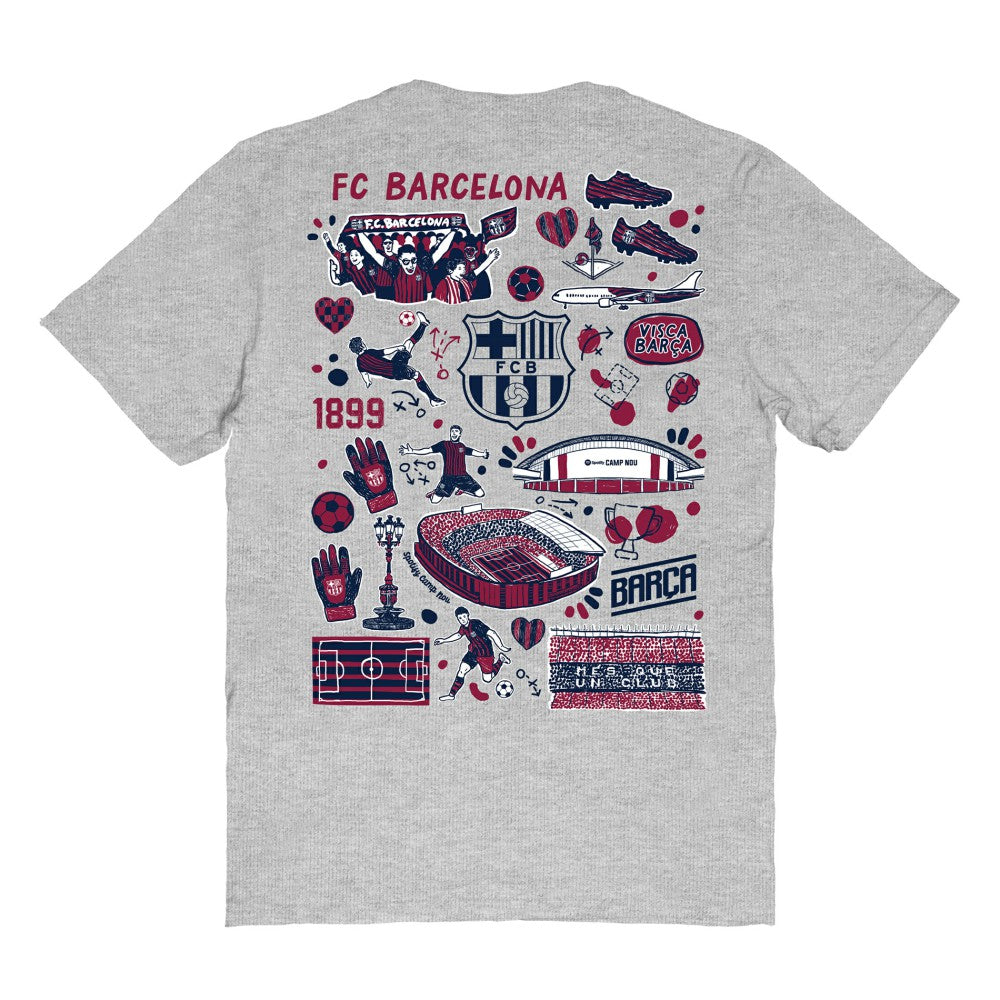 Barcelona Vive La Fete Women's Impressions Artwork T-Shirt Heather Gray sale