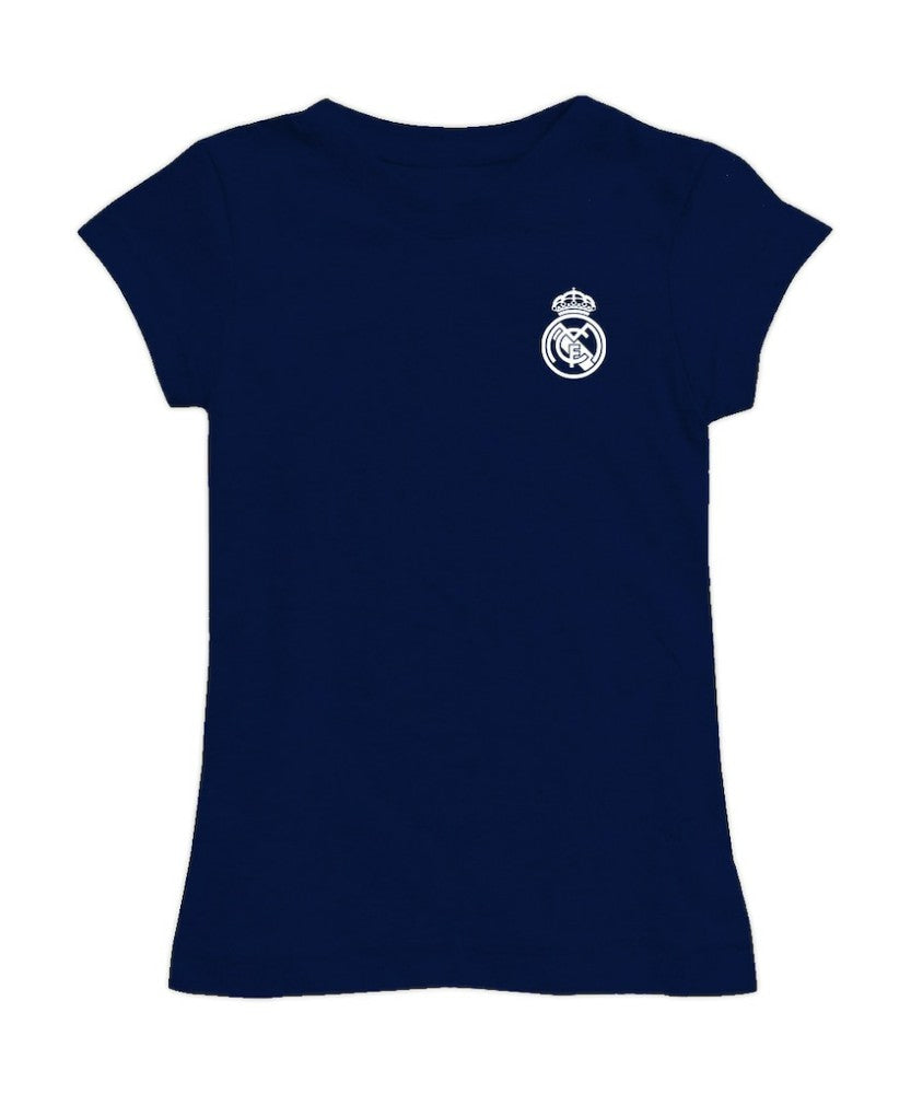 Real Madrid Vive La Fete Girls Youth Color Badge Fitted T-Shirt Navy