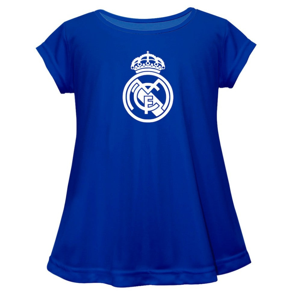 Real Madrid Vive La Fete Girls Youth Color Badge A-Line Top Blue sale