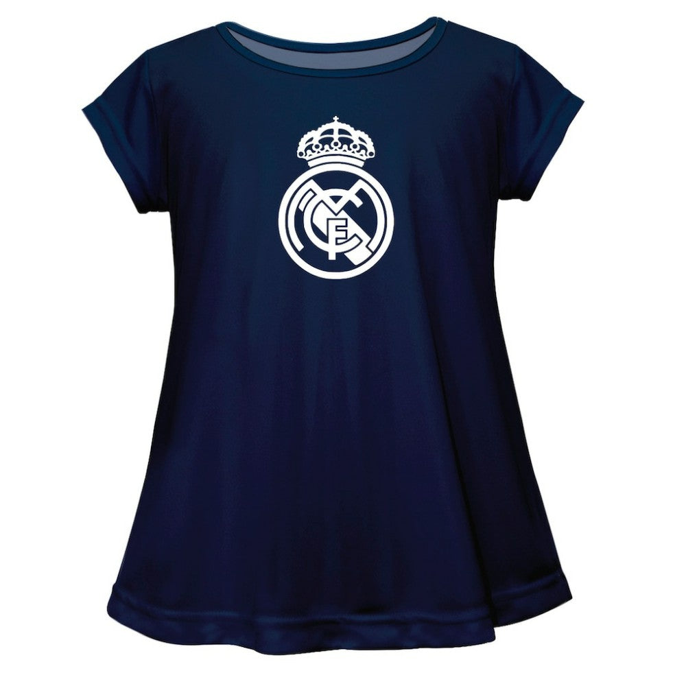 Real Madrid Vive La Fete Girls Youth Color Badge A-Line Top Navy shop