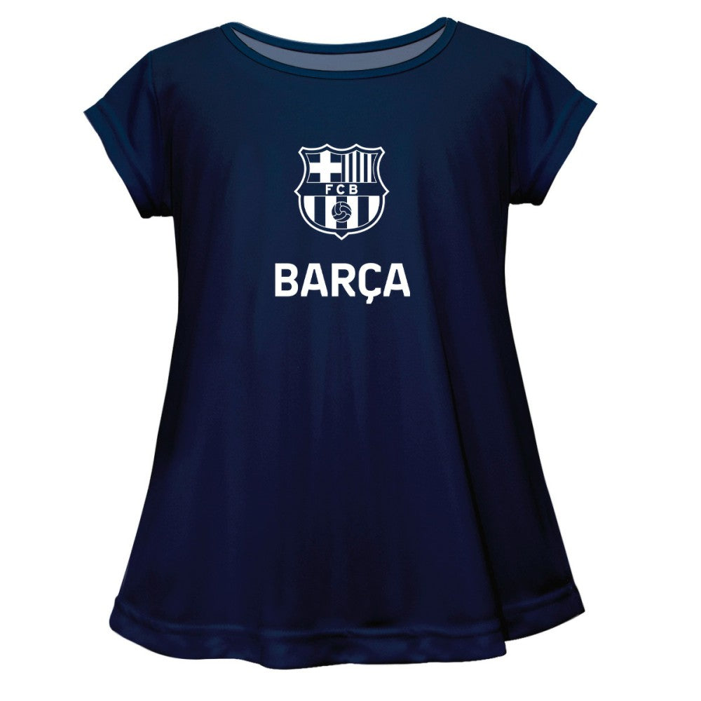 Barcelona Vive La Fete Girls Youth Color Badge A-Line Top Navy