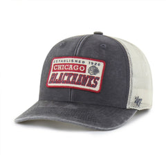 NHL Chicago Blackhawks '47 Canteen Pigment Dyed Patch Trucker Adjustable Hat - Charcoal