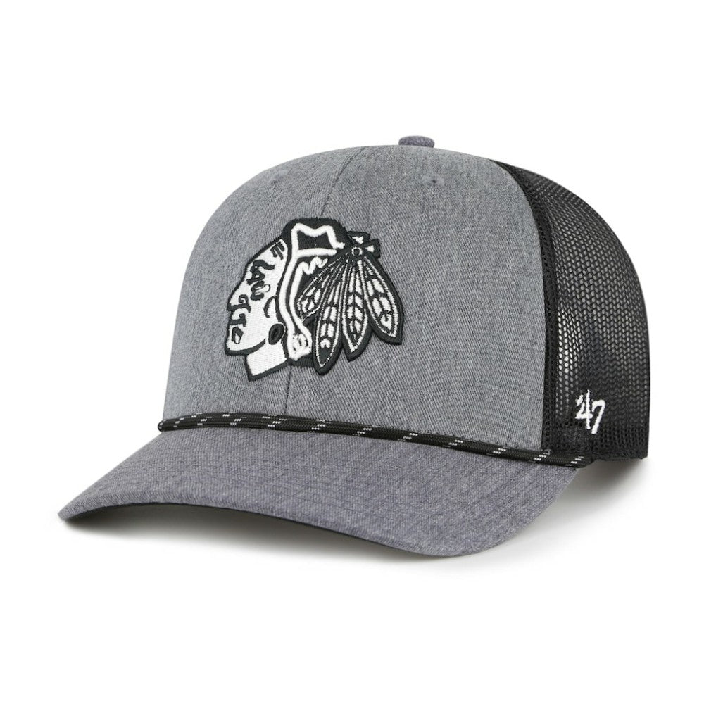 NHL Chicago Blackhawks '47 Carbon Rope Trucker Adjustable Hat - Gray