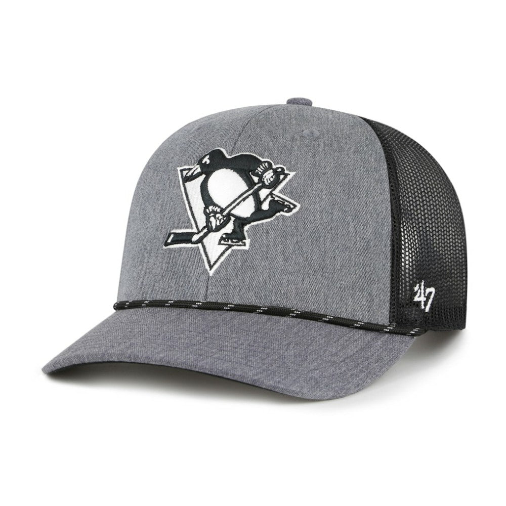 NHL Pittsburgh Penguins '47 Carbon Rope Trucker Adjustable Hat - Gray