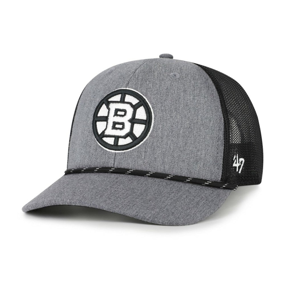 NHL Boston Bruins '47 Carbon Rope Trucker Adjustable Hat - Gray